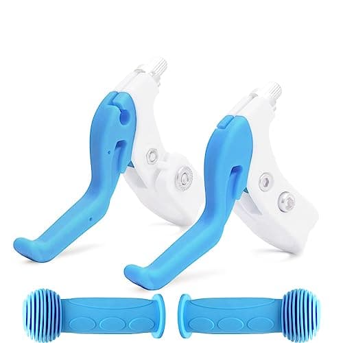 TOPCABIN Children Bicycle Brake Lever Handlebar Brakes Bike Brake Lever Bike Grips Set Handlebar Grips for Children Bike (Blue(Brake levers+Grips Set))