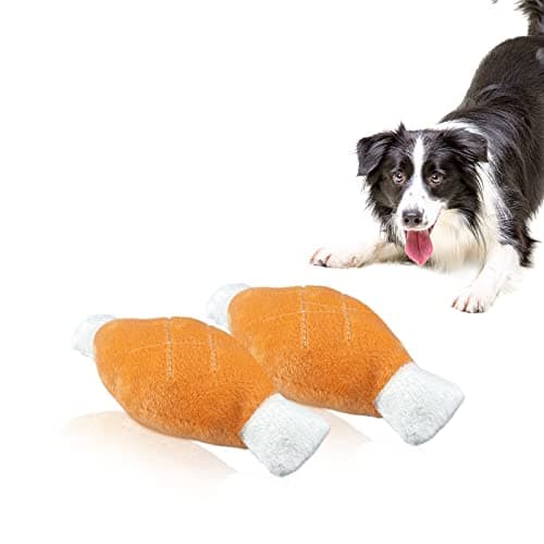 Andiker 2pcs Dog Squeaky Toy Chicken Legs Bone Pet Funny Squeaky Toy Plush Toy for Small Medium Large Dogs and Cats