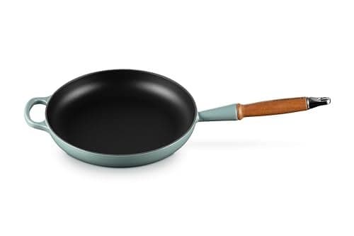 Le Creuset Enameled Cast Iron Alpine Wood Handle Fry Pan, 10.25", Sea Salt