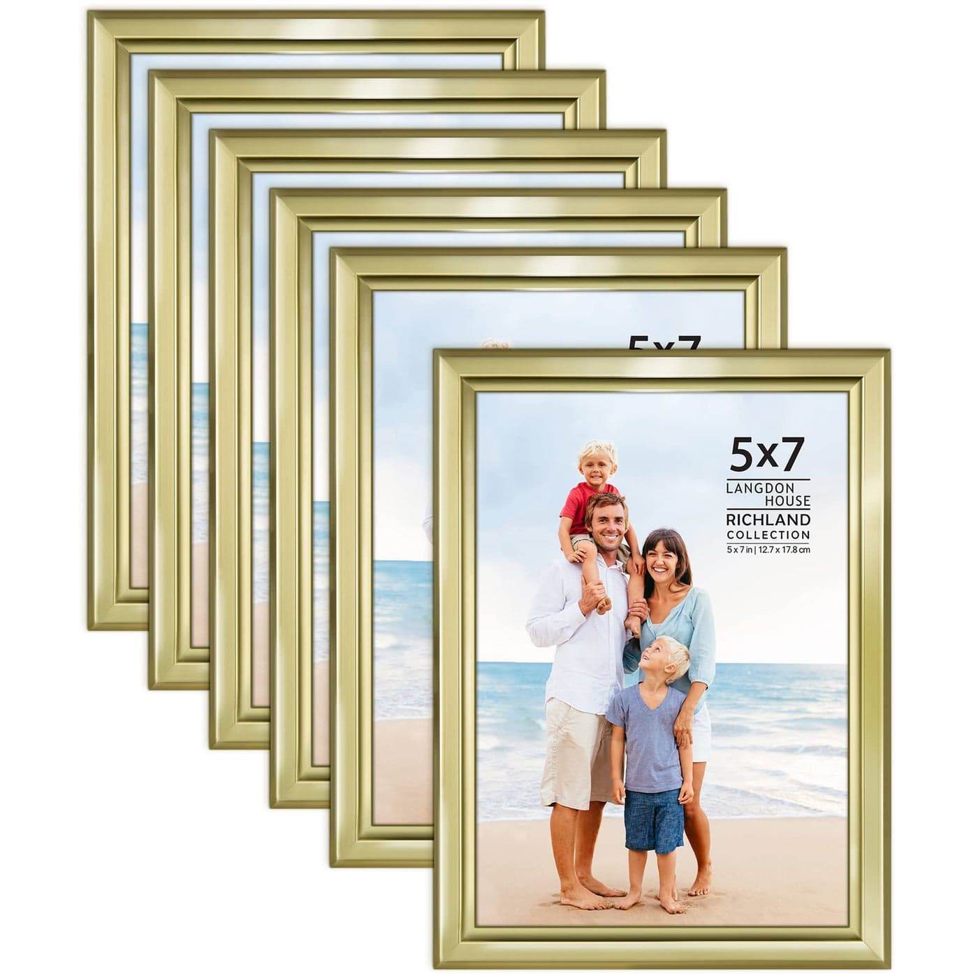 Langdon House 5x7 Picture Frames Set Gold 6 Pack Distinguished Edging for Classic Style Richland Collection