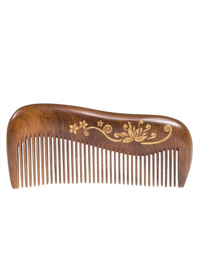 Wooden Hair Comb - Fine Tooth Wood Comb for Women - No Static Natural Detangling Sandalwood Comb
