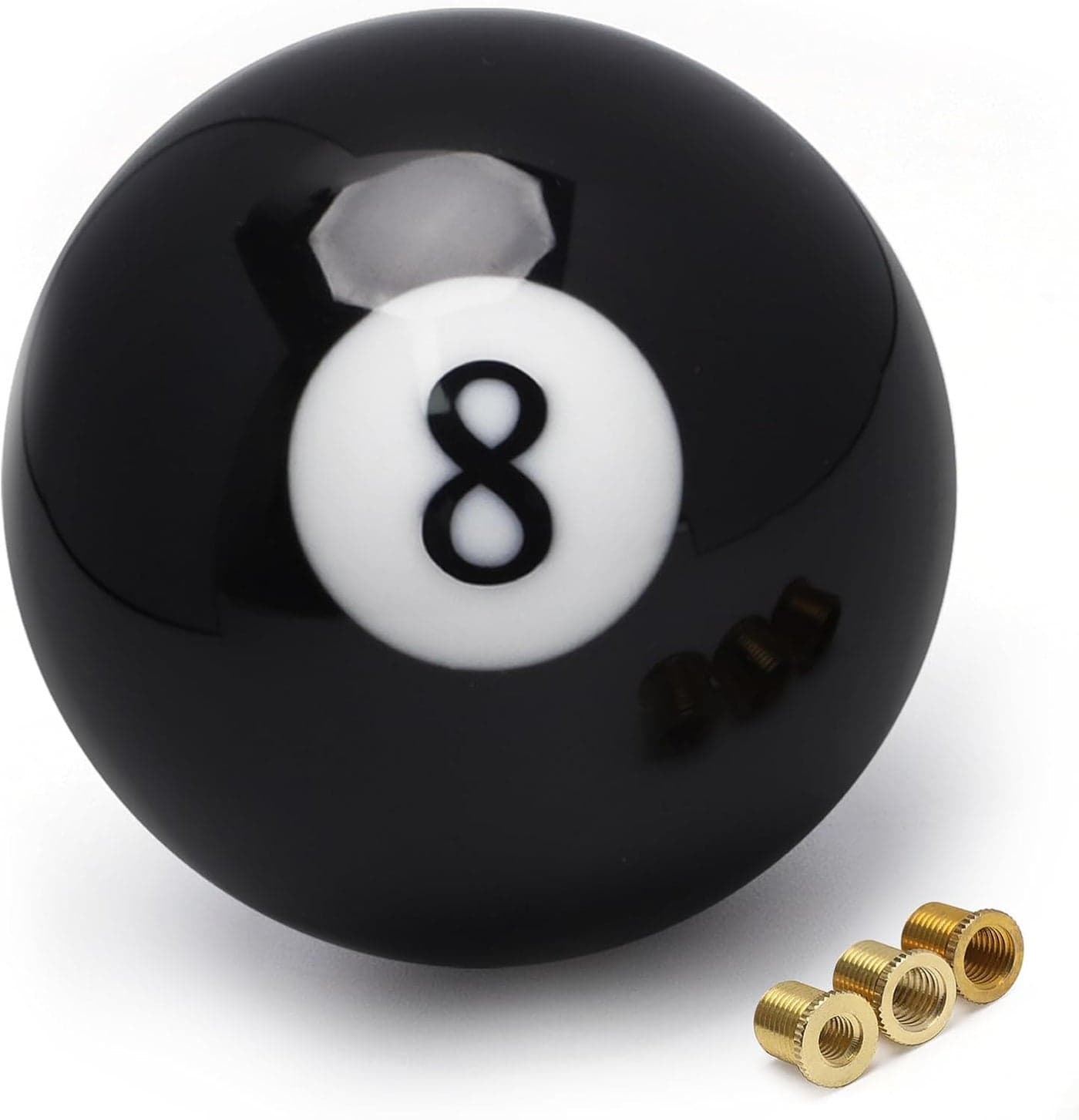 ANDO RACING Black 8 Ball Acrylic Manual Gear Shift Knob with 3 Adapters