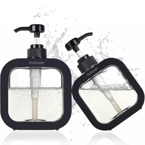 Solitude 2 Pieces Multipurpose Liquid Soap Refillable Plastic Dispenser Hand Wash, Dish Wash, Shampoo, Conditioner, Shower Gel Lotion for Bathroom and Kitchen
