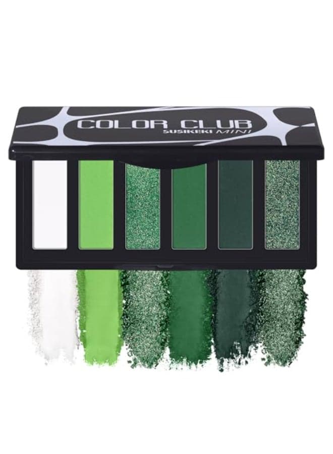 SUSIKEKI Green Eyeshadow Palette with Mirror Lime Forest Emerald Tones Matte Shimmer 6 Colors Mini Eye Shadow Pallet Travel Size Highly Pigmented for Goth Fairy Joker Wicked Halloween Parties Makeup