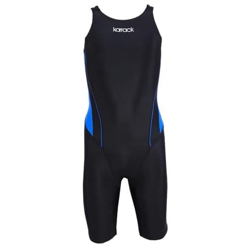 karrack Girls Swimming Suit Sports Conjoined Girls Training Competition Children Swimming Suit (US, Age, 13 Years, 14 Years, Black)