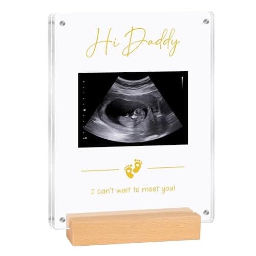 Blinking Stars Acrylic Ultrasound Picture Frame- Hi Daddy Cute Pregnancy Announcement Sign, Baby Reveal Ideas For Husband, Dad To Be Gifts- Nursery Decor Baby Sonogram Photo Frame