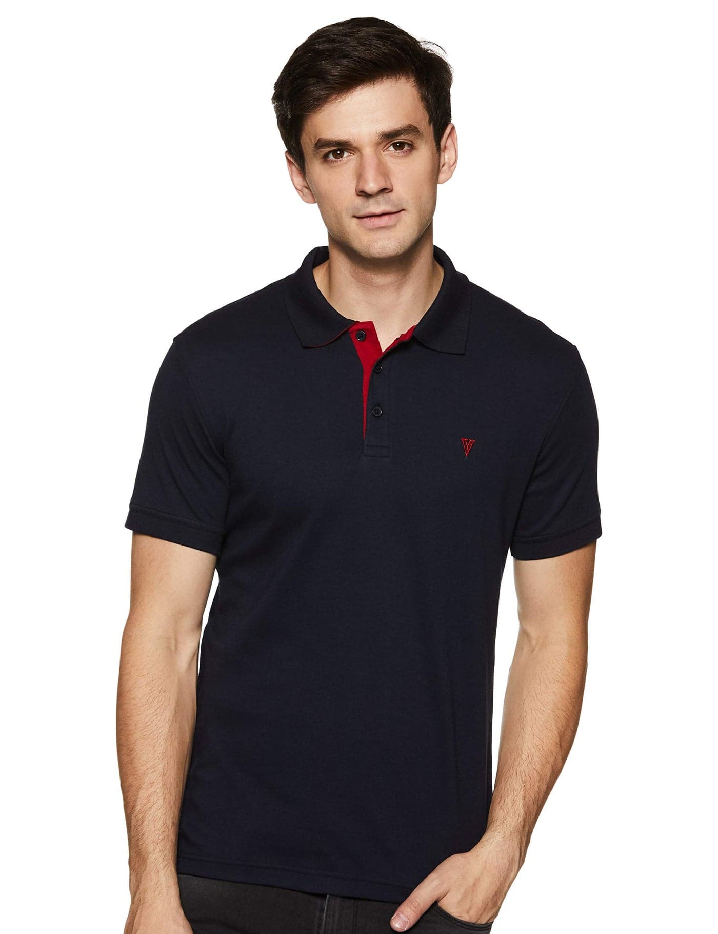 Van Heusen Athleisure Men Polo T-Shirt - Cotton Rich - Ultra Soft, Short Sleeve, Textured_60033_Navyblue_XXL