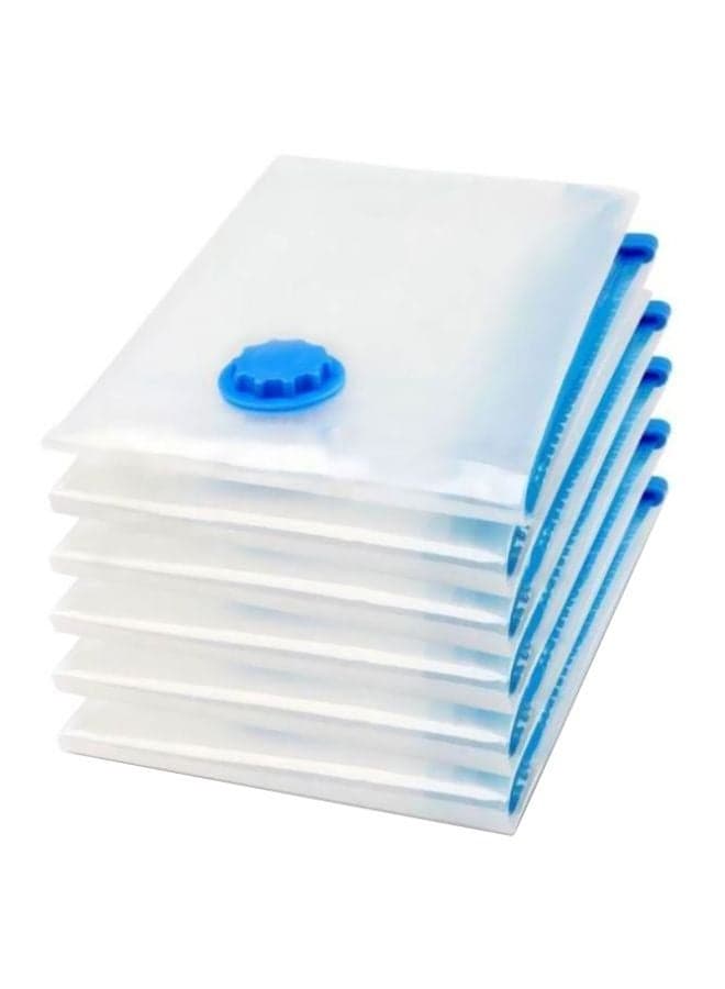 6-Piece Vacuum Storage Bag Set Clear/Blue 60x80cm