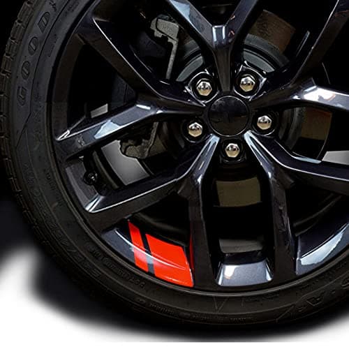 Allure Auto® (Red) Wheel Decals Hash Stripe Stickers Fits 18''- 21'' Wheels, 6Pcs Reflective Car Wheel Rim Decal Stripes Decoration Accessories Compatible with Aadi A6