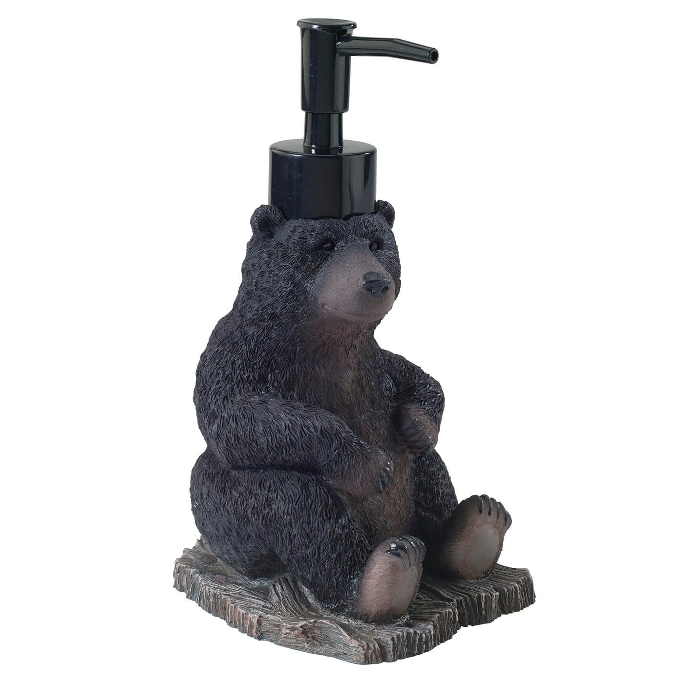 Avanti Linens Soap DispenserLotion Pump Resin Countertop Accessories Animal Bathroom Decor Black Bear Lodge Collection