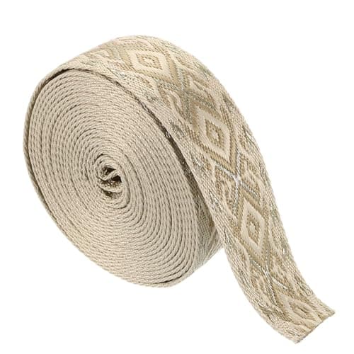 uxcell 5 Yards Cotton Webbing Strap 15inch38mm Jacquard Webbing Ribbon Embroidery Polyester Webbing Straps Purse Strap Belt for Purse Bag Crafts Clothing KhakiGold