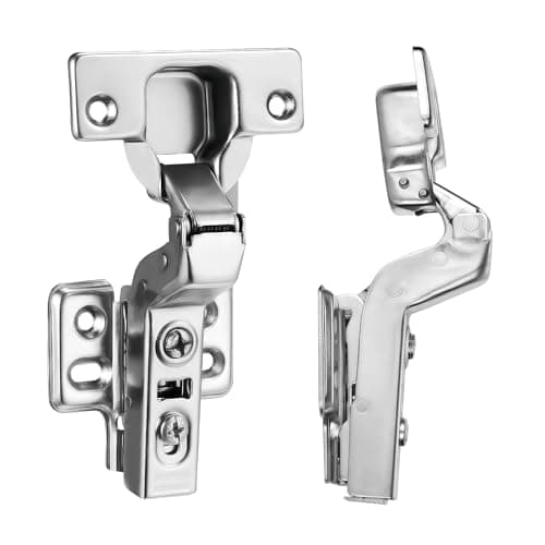 Luokim 10pcs Inset Cabinet Hinge Frameless Concealed Door Hinges European Soft Closing Four-Hole Mounting Plate Hinges Nickel Plated Finish