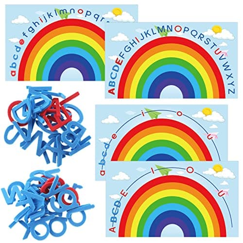 Geyee 2 Pcs Double Sided Rainbow Alphabet Arc Mats Colorful Foam Abc Letters and Arc Mats for Alphabet Recognition Activity Abc Learning Toys for Kindergarten Preschool Baby Toddlers Kids