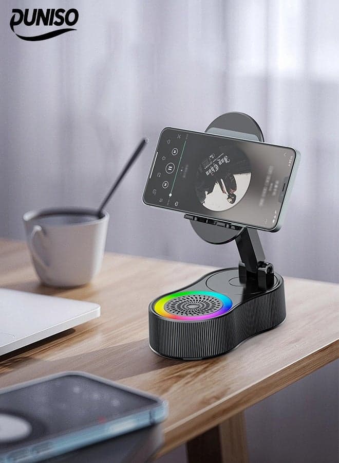 Bluetooth Speaker & Phone Stand &power bank,Wireless Induction Bluetooth Speaker,HD Surround Sound,Anti-Slip,Foldable,for Home, Office, Outdoor