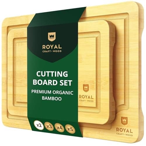 Chopping Board Set of 2 Wooden Cutting Boards for Kitchen Meal Prep Serving Bamboo Wood Cutting Board Set Charcuterie Chopping Butcher Block for Meat Kitchen Gadgets Gift
