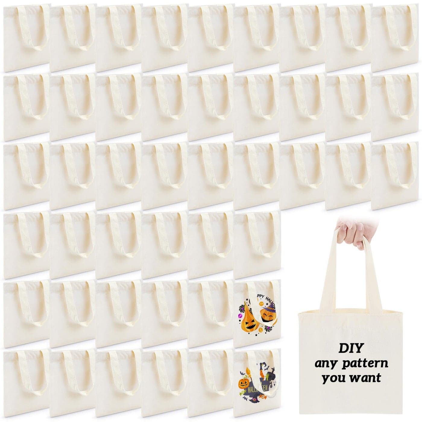 Amylove 24 Pcs Mini Tote Bag Sublimation Blank Canvas Tote Bags Reusable Grocery Luggage DIY Sack Goody for Party Even 85 x 8 InchNatural Color