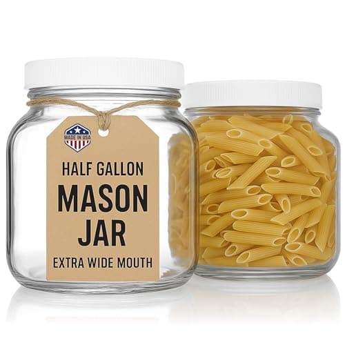 kitchentoolz Half Gallon Mason Jar Wide Mouth 12 Gallon Glass Jar with Lid Airtight Glass Storage Containers with Lid Fermenting Canning and Dry Storage Made in USA