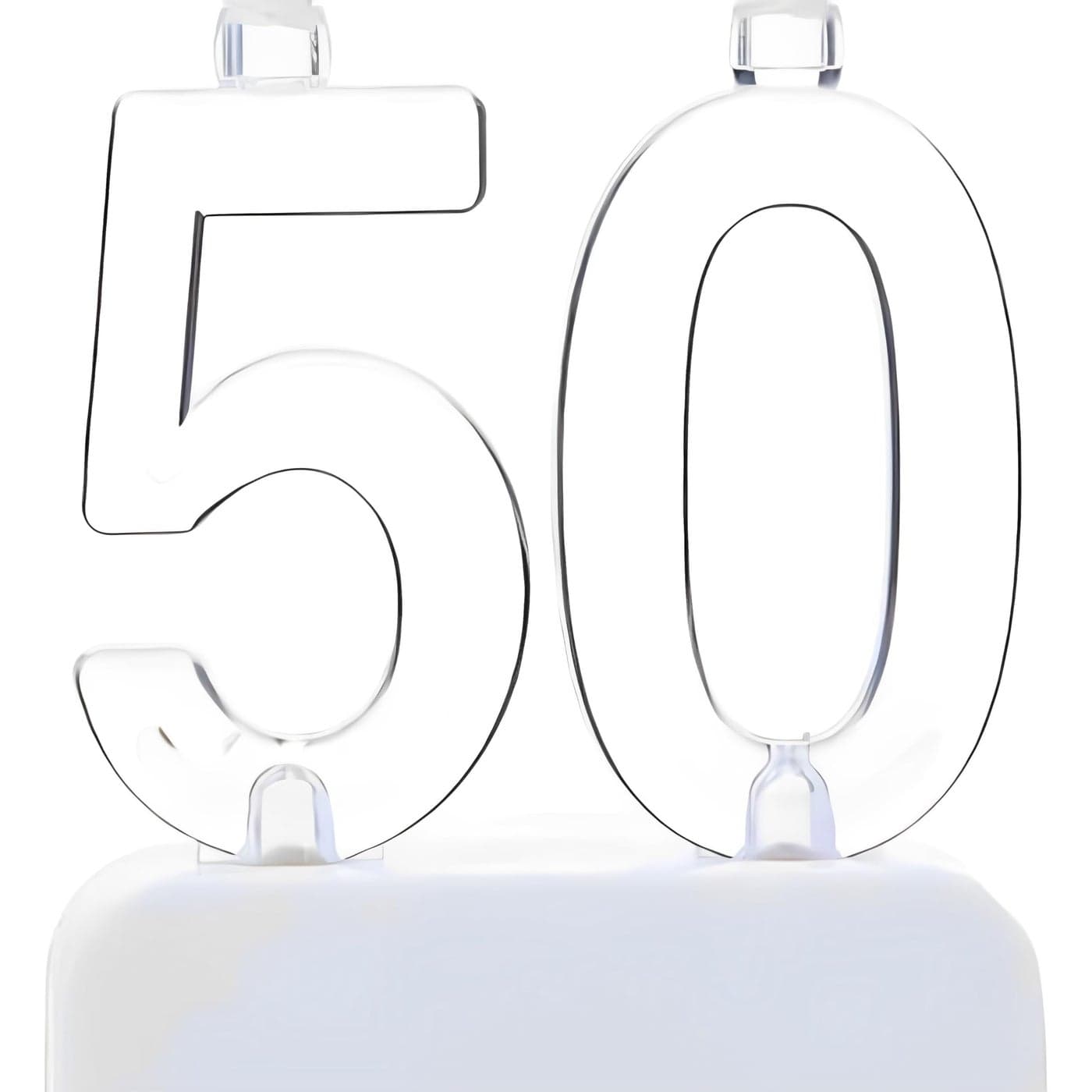 Blue Plastic Number 50 Flashing Candle Holder With Birthday Candle Set 1 Set Elegant Eyecatching Durable Perfect Cake Topper For Birthday Celebrations