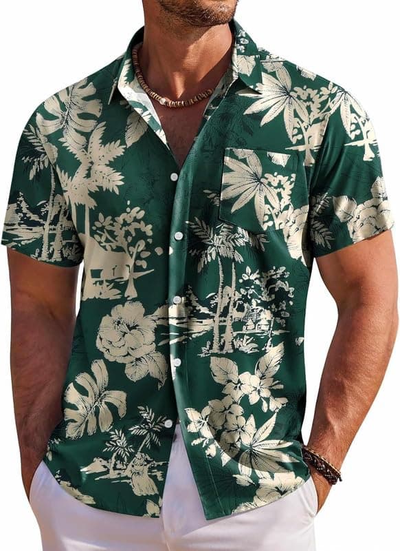 Impression Fab® Floral Print Cotton Multi-Coloured Short Sleeve Button Down Beach Outfits for Men Shirt