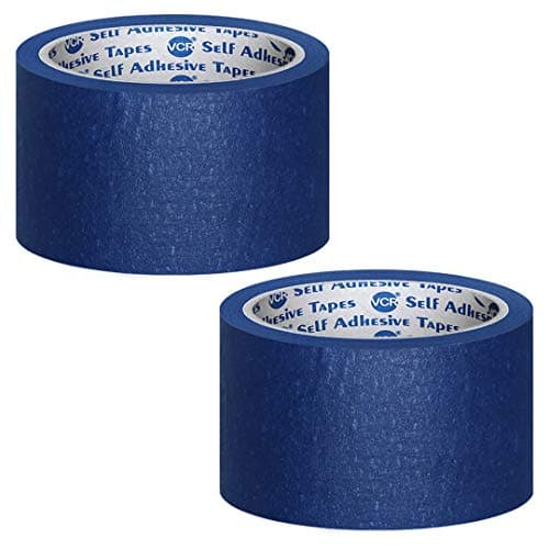 VCR Blue Masking Tape - 20 Meters in Length 48mm / 2" Width - 2 Rolls Per Pack - Easy Tear Tape, Best for Carpenter, Labelling, Painting and leaves no residue after a peel.