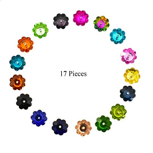 Embroiderymaterial Jewellery Making Sew On Crystals Buttons Flower Shape Combo Pack 17 Pieces