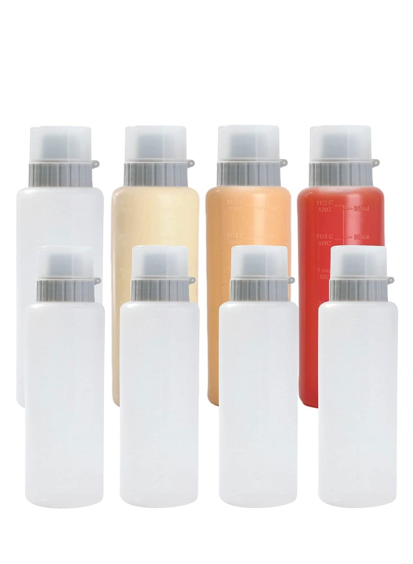 Condiment Porous Squeeze Bottles Salad Dressing Container for Sauces Multi-nozzle Bottle Ketchup Mayonnaise 5 Nozzles BBQ Sauce Oil 8 pcs 12 oz