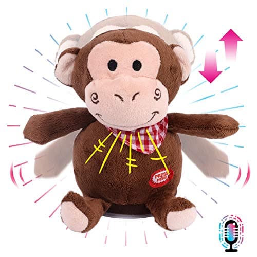 Hopearl Talking Monkey Repeats What You Say Nodding Electric Interactive Animated Toy Speaking Plush Buddy Birthday Festival for Toddlers 65