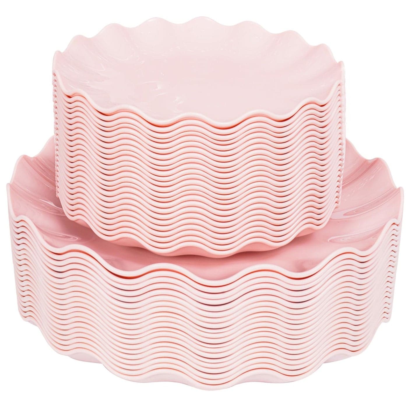 LIYH 50 Pcs Pink Plastic Plates Reusable Durable and Dishwasher Safe Baby Shower Plates Wavy Daisy Plastic Flower Plate for Party Wedding Birthday Picnics BPA Free 25Guests