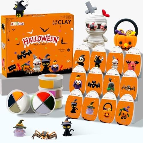 ARTPAR Halloween Crafts for KidsAir Dry Clay Crafts Kit12 Boxes Modeling Magic Soft Clay Art Sculpting SuppliesDIY Molding Clay Kit Hallowmas Pumpkin Party Favors for Boys Girls Age 312