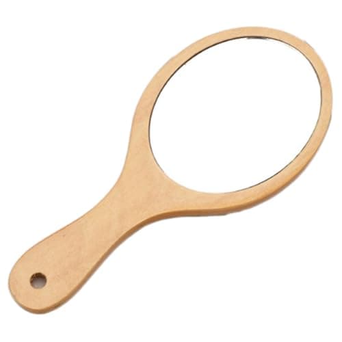 1 Piece Wooden Makeup Mirror Oval Handheld Mirror with Handle Single Side Cosmetic Mirror Vanity Handheld Mirror Handheld Vanity Mirror 394 x 886 Inches Wooden