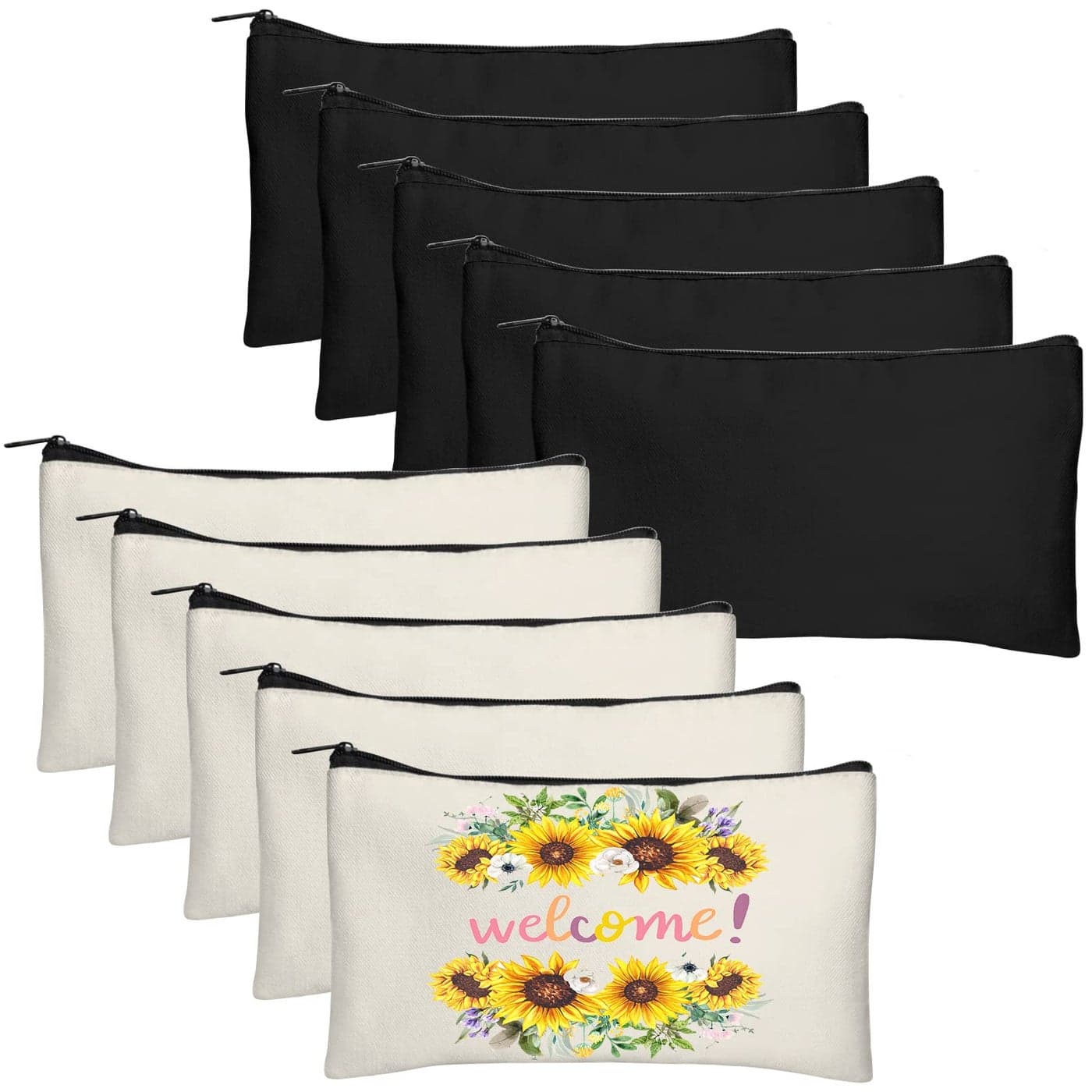 Legigo 10 Pack Blank Canvas Bag Zipper Pouch Makeup Bags Bulk MultiPurpose Canvas Pencil Pouch with Sturdy Zipper Cosmetic Bag Travel Toiletry Bag for DIY Craft Projects Storage 83 x 5 inches