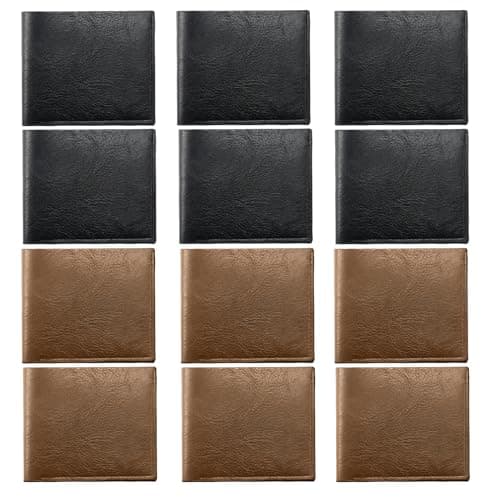 VZZNN 24 Pieces Wallet for Men,Leather Men's Wallets Bulk for DIY Engraving,With Money Clip,Card Holder(12 Black & 12 Brown)