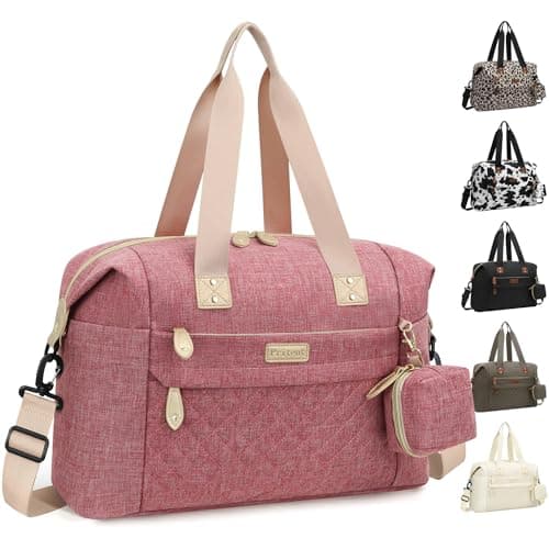 Pritent Diaper Bag Tote Diaper Baby Bags with Pacifier Case Shoulder Straps Stroller Clips Waterproof Large Mommy Bag Maternity Bag Travel Baby Bag for Mom and Dad Pink