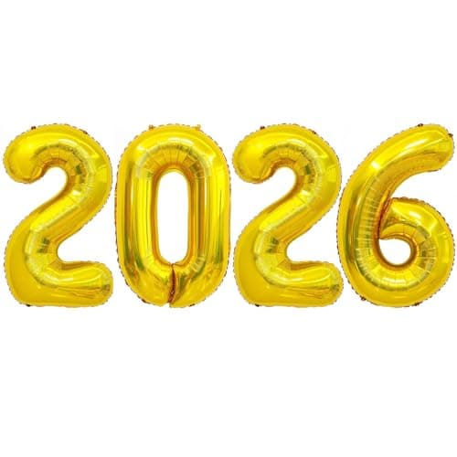 Gold 2026 Balloons 40 Inch 2026 Number Balloon Foil New Year Balloon Numbers for New Years Eve Party Graduation Party Decoration