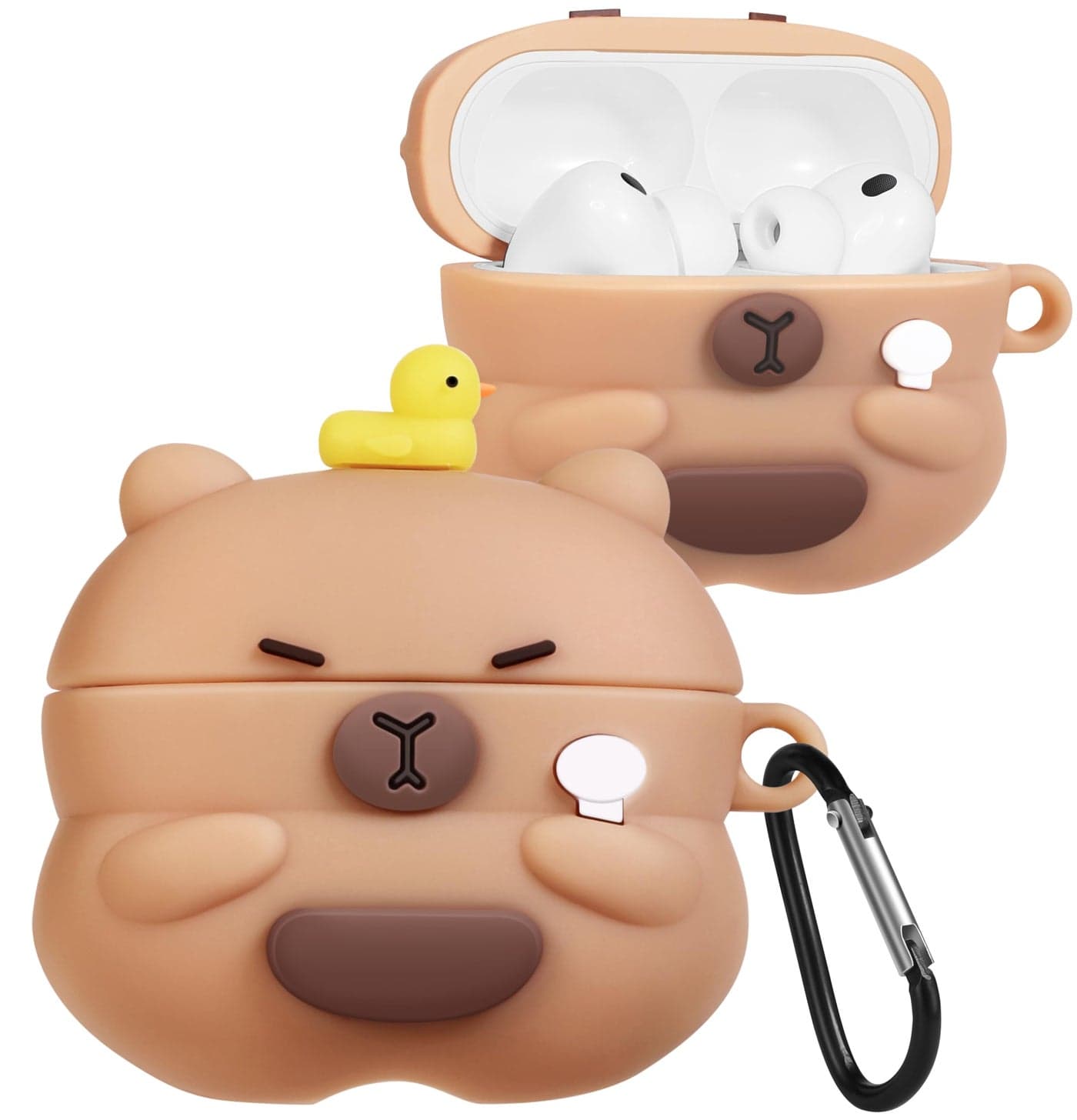 Joyleop for Airpods Pro 3 Case - Cute Funny for Women Girl Kids Girly 3D Kawaii Capybara Bear Cartoon Design Soft Silicone Protective Case for Airpods Pro 3rd Gerneration 2025 Cover with Keychain