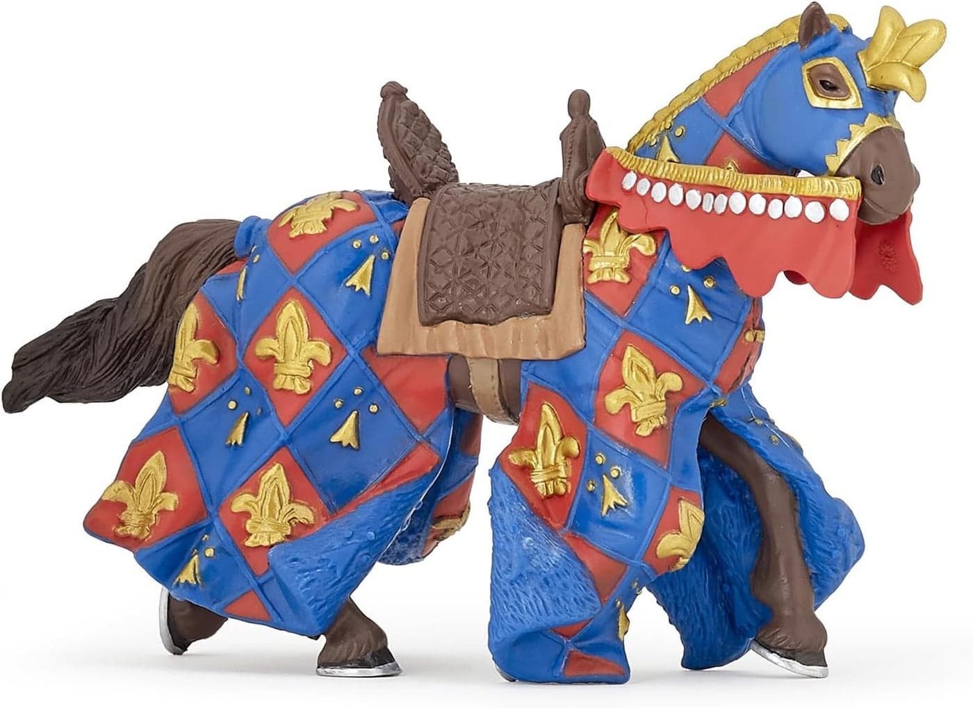 Papo HandPainted Figurine MedievalFantasy Blue Horse Fleur de LYS 39787 Collectible for Children Suitable for Boys and Girls from 3 Years Old