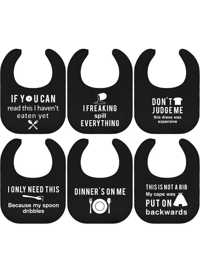 6 Pcs Adult Bibs for Women Men Funny Adult Bibs Washable Waterproof Clothing Protectors Plastic for Adults Elderly Eating Feeding Funny Gifts