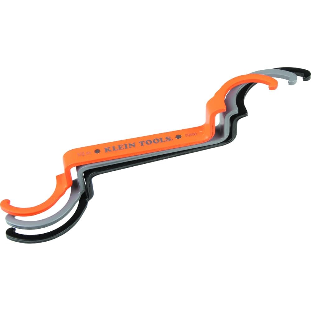 Klein Tools 50900R Conduit Lockout Wrench Set Tighten and Loosen Locknuts in Tight Spaces 12 34 and 1Inch Offset Bends 3Piece