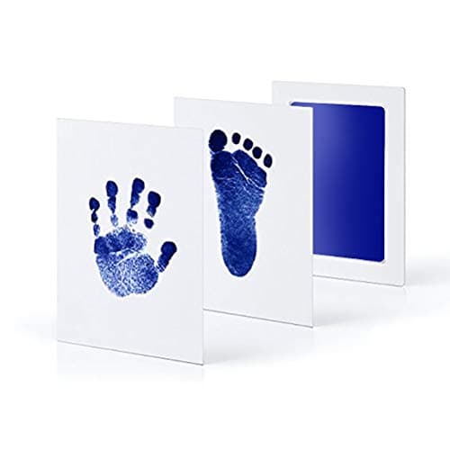 Grab Classy Safe Inkless Baby Handprint And Baby Footprint Ink Pad With Imprint Cards 100% Non-Toxic & Mess Free Safe For Newborn Baby And Toddlers (Dark Blue, 6-12 Months) - 1 Count