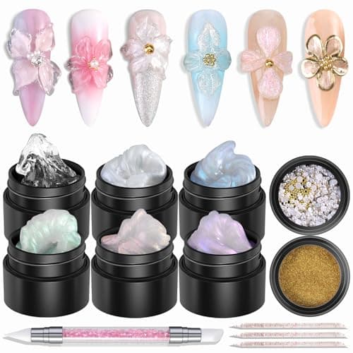 Furtherpretty Solid Builder Gel For Nails Aurora Blue Pink Green Clear NonSticky Hand Sculpting Gel For Nail Art With Silicone Carving Pen Chrome Nail Powder Professional Nail Salon Supplies