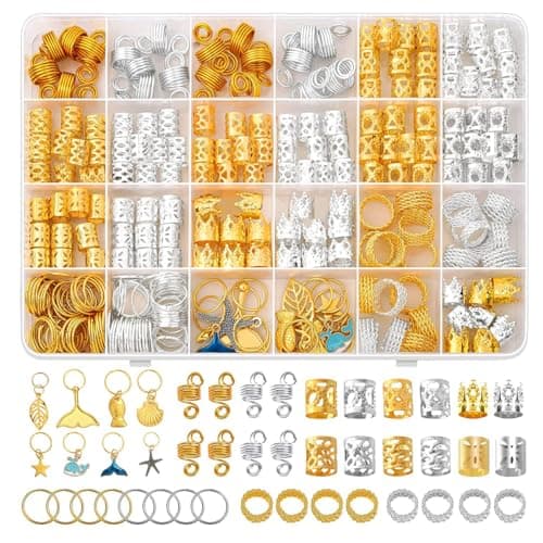 PALAY® 292pcs Hair Jewelry for Braids & Dreadlocks, Assorted Stylish Metal Hair Pendants, Coils Rings Clips Accessories for Women & Girls