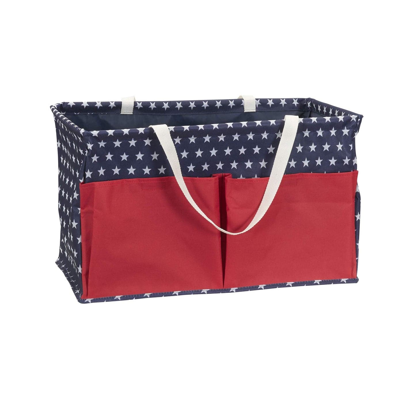 Household Essentials Krush Container AllPurpose Utility Tote WaterResistant Vinyl Lining with Pockets Red White and Blue