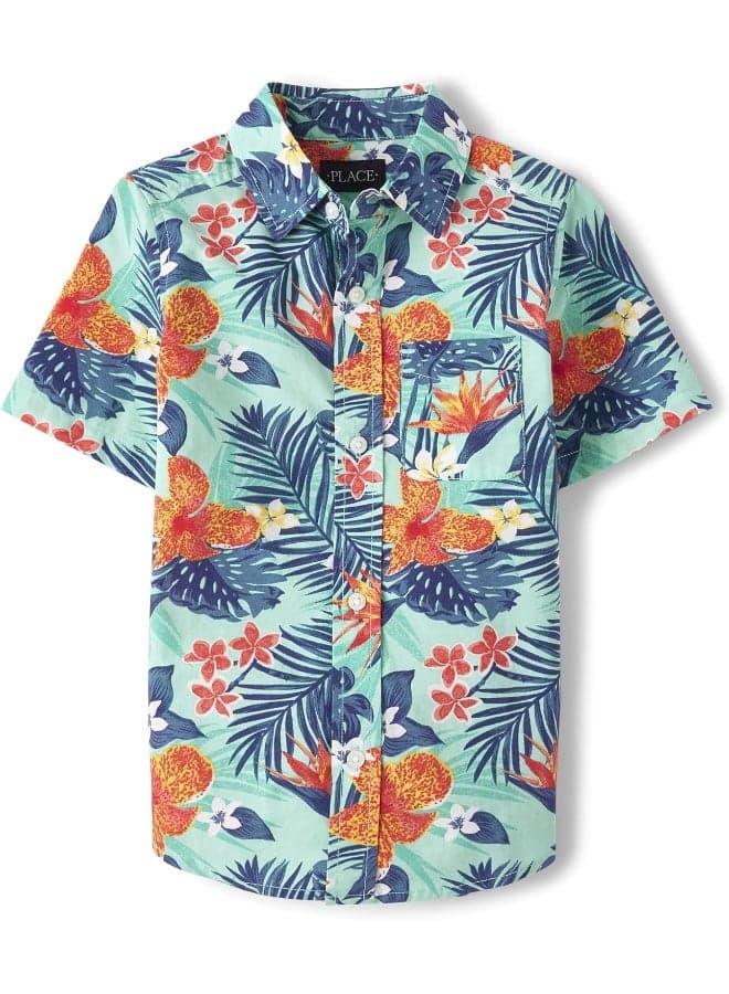 The Children's Place Big Boys' Short Sleeve Button Down Shirt