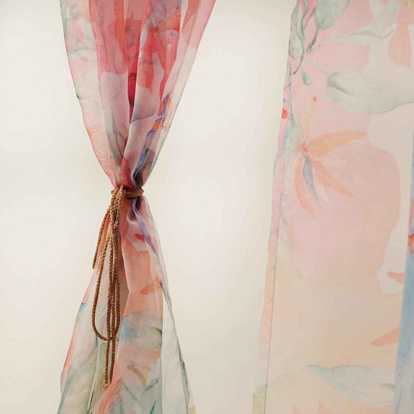 ZEBA Polyester World Transparent Sheer Back Tab Curtain For Door|Bedroom And Living Room|Soft And Light Weight|Printed Modern Floral Abstract In Multicolor-50X90 Inches(7.5Feet Long)(Pack Of 1)