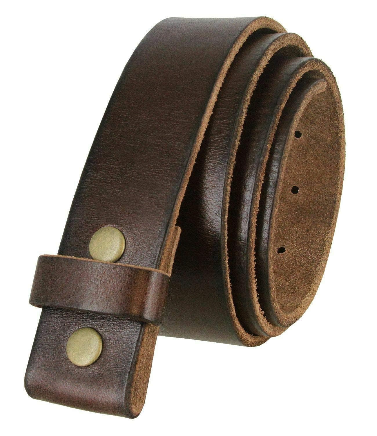100% One-Piece Full Grain Leather Belt Strap with No Slot Hole 1-1/2"(38mm) Wide (Brown, 38)