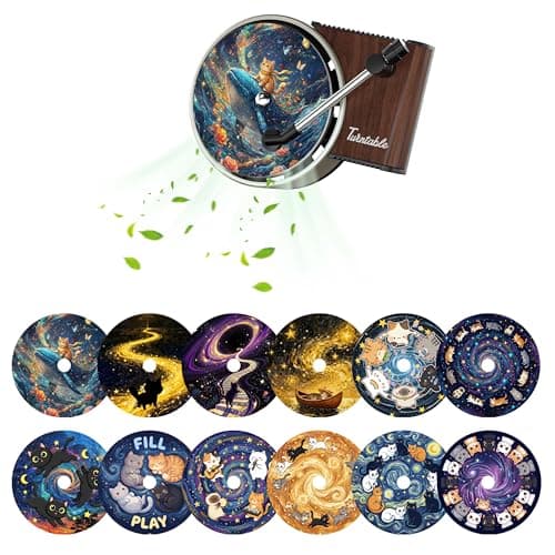 Maicican 12 PCS Starry Sky Cat Car Air Freshener Vent Clip Cute Car Air Freshener with Record Player Design Unique Car Accessories and Decor for Music Lovers or Cat Lover Starry Sky Cat B