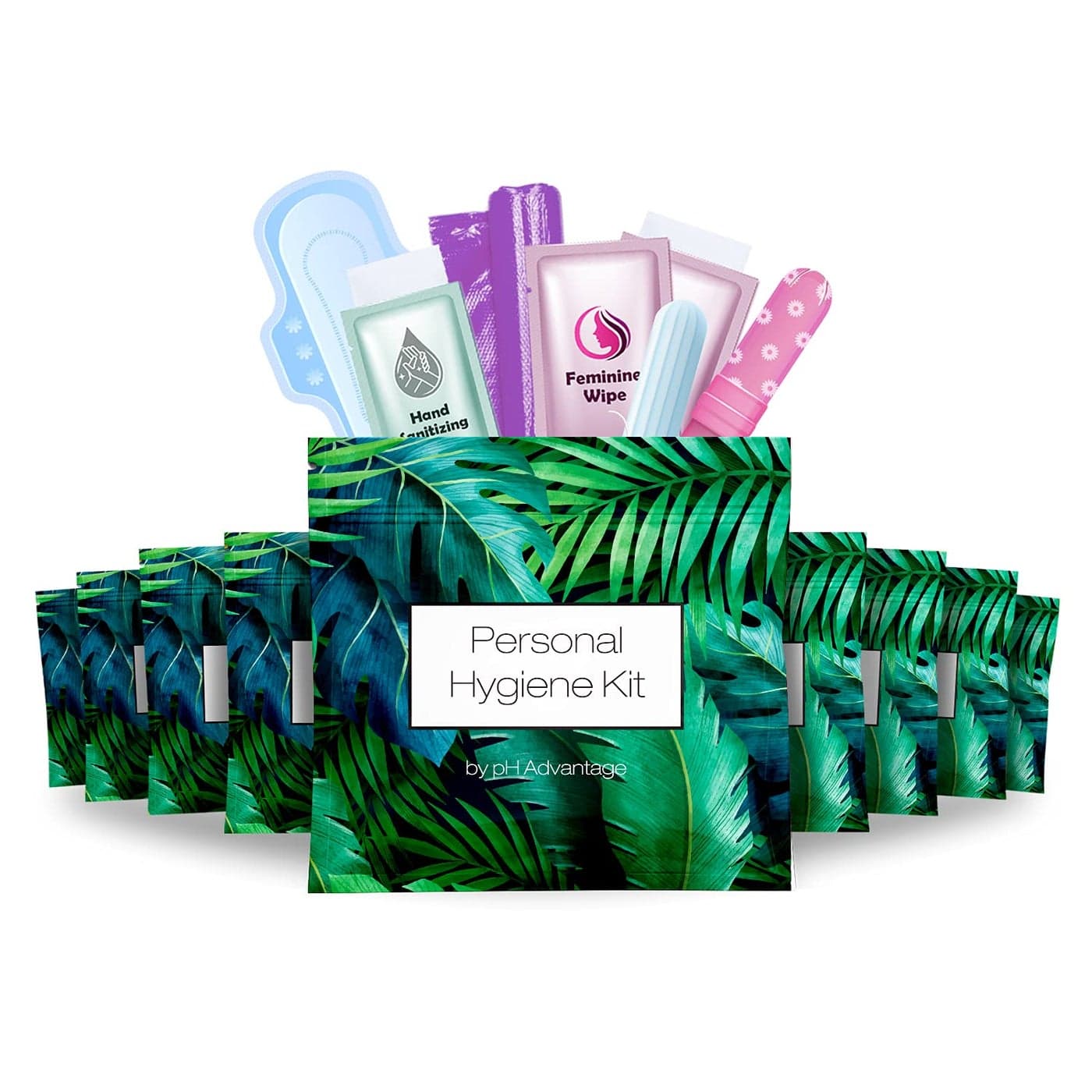 Menstrual Kit AllinOne 10 Pack Convenience on The Go Period Kit Pack for Travelling Tweens Teenager Individually Wrapped Feminine Hygiene Product Green Ferns