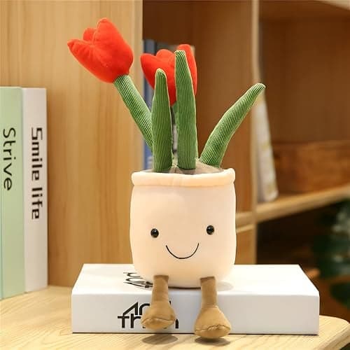 Tickles Tulip Flower Pot Soft Stuffed Plush Pillow Toy for Kids Boys & Girls Birthday Gifts (Size: 30 cm Color: May Vary)