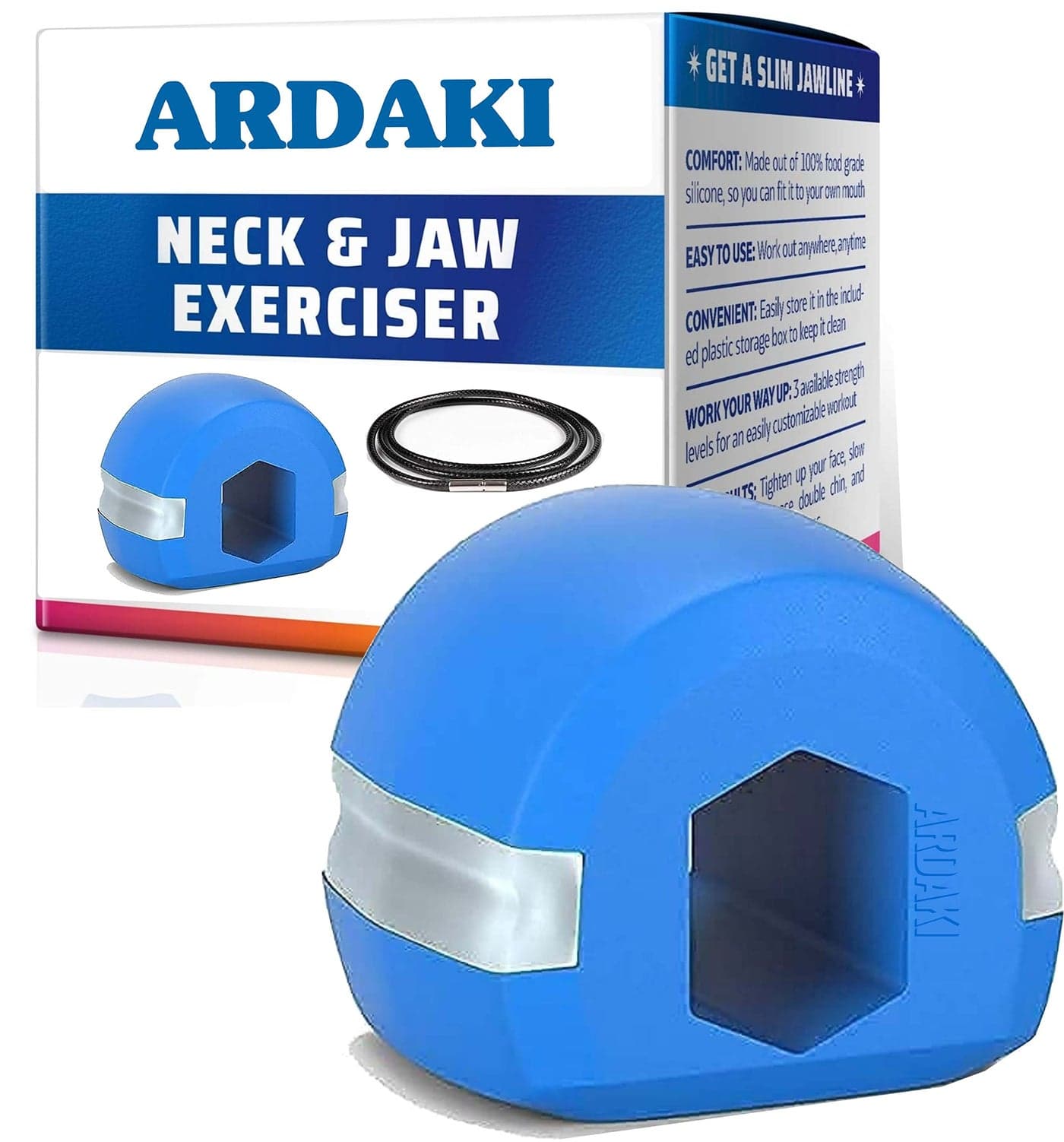 ARDAKI Jawline Tightening Exerciser Jaw, Face, and Neck - Define Your Jawline, Slim Tone Look Younger Healthier Helps Reduce Stress Craving- Free Rop Hanger For neck