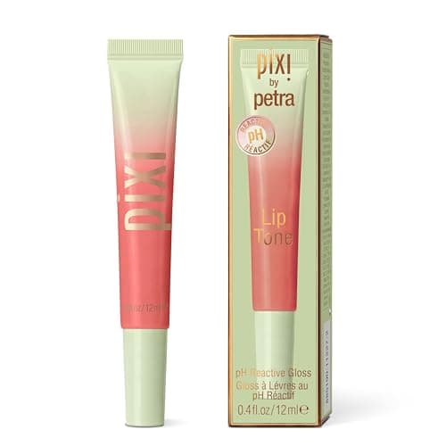 Pixi Beauty LipTone pH Reactive Lip Gloss in Peachyness Color Changing Tinted Lip Balm with Rosehip Oil Shea Butter NonSticky MirrorShine Finish 04 fl oz